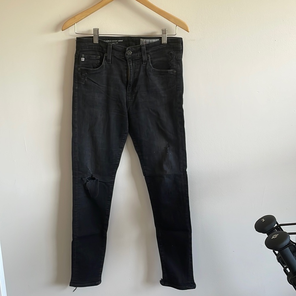 AG distressed black jeans